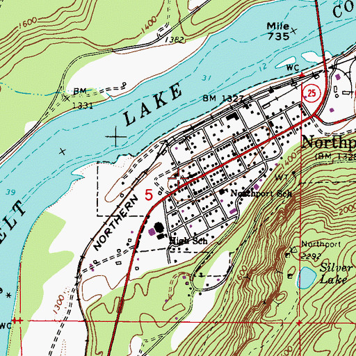 Topographic Map of Northport Seventh Day Adventist Church, WA