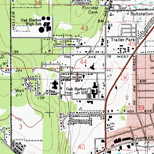 Topographic Map of Oak Harbor Assembly of God Church, WA