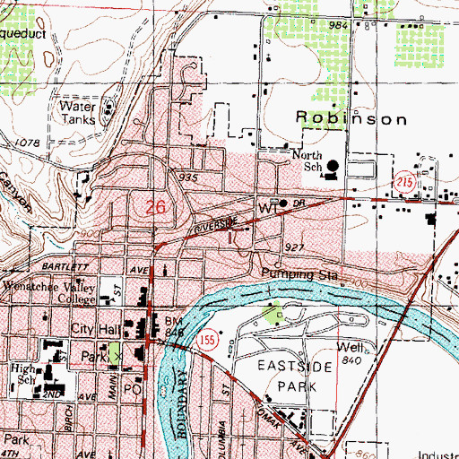 Topographic Map of Omak Cornerstone Christian Fellowship Church, WA