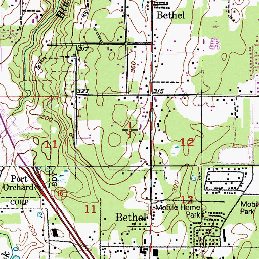 Topographic Map of Port Orchard Adventist Church, WA