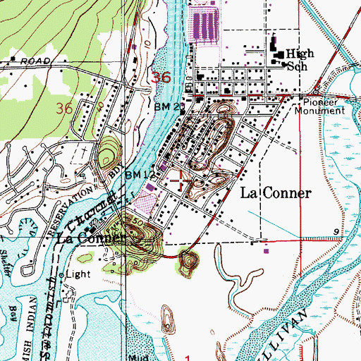 Topographic Map of Sacred Heart Church, WA