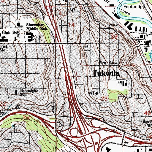 Topographic Map of Southcenter Community Baptist Church, WA