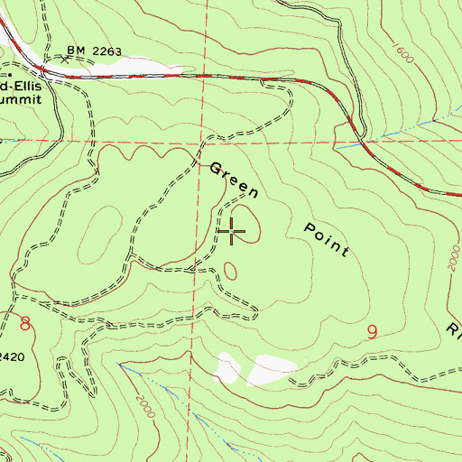 Topographic Map of Green Point Ridge, CA