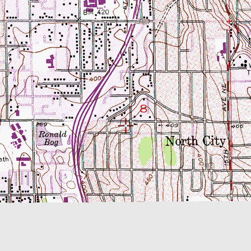 Topographic Map of Shoreline Seventh Day Adventist Church, WA