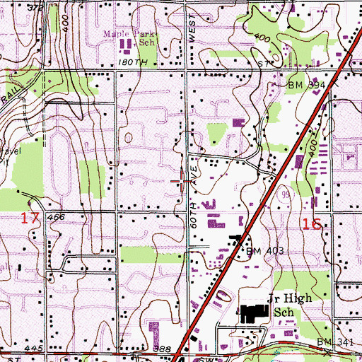 Topographic Map of The Crossroad Assembly of God Church, WA