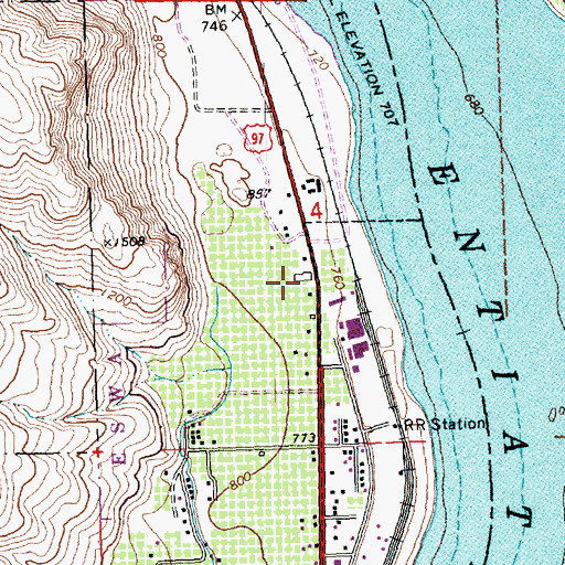 Topographic Map of Entiat Warehouse Community Church, WA