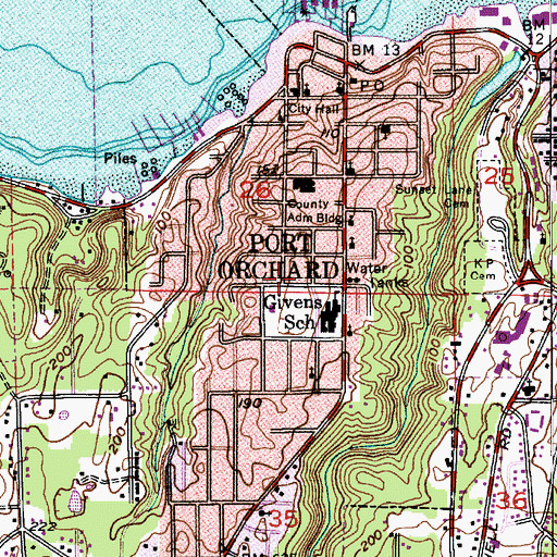 Topographic Map of Bethel Christian Fellowship, WA
