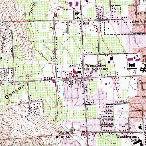 Topographic Map of Wenatchee Seventh Day Adventist Church, WA