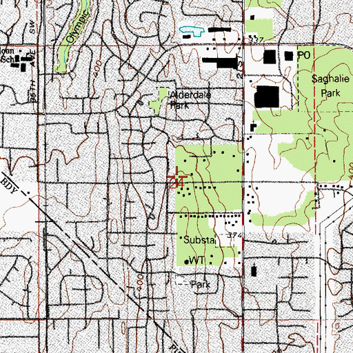 Topographic Map of Light of Christ Lutheran Church, WA