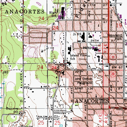 Topographic Map of Anacortes First Baptist Church, WA