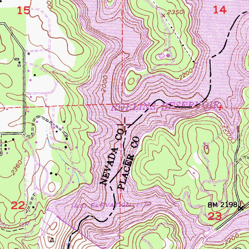 Topographic Map of Greenhorn Creek, CA