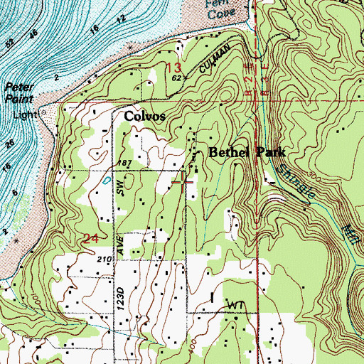 Topographic Map of Bethel Church, WA
