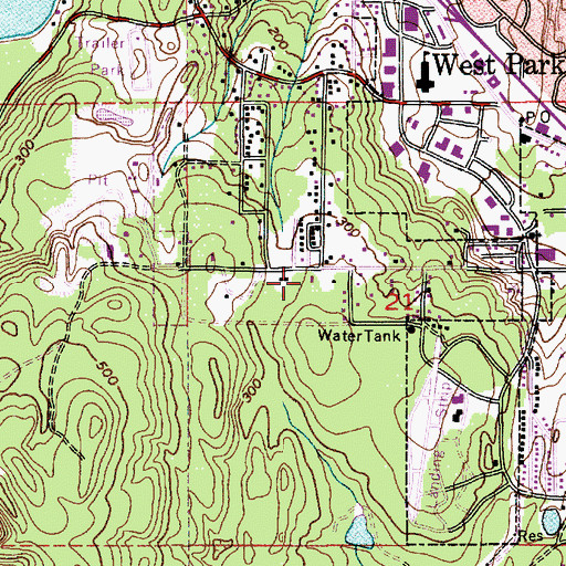 Topographic Map of West Side Baptist Church, WA
