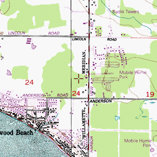 Topographic Map of Bay Community Baptist Church, WA