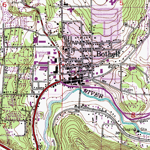 Topographic Map of First Lutheran Church, WA
