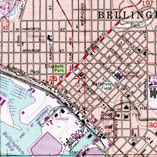 Topographic Map of Bellingham Unitarian Fellowship Church, WA