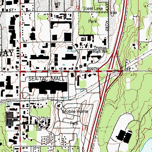 Topographic Map of Calvary Lutheran Church, WA