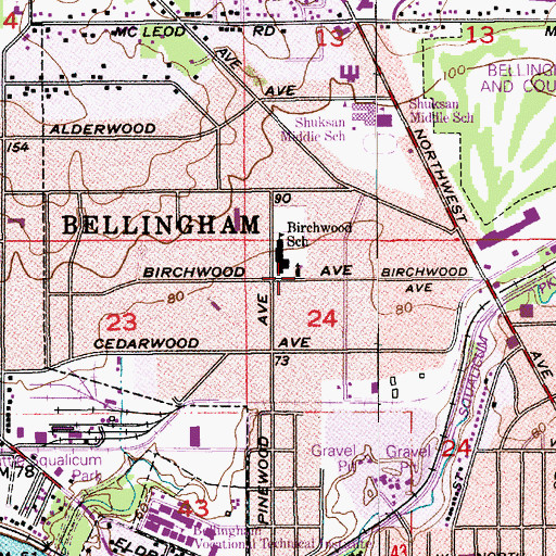 Topographic Map of Community Bible Fellowship Church, WA