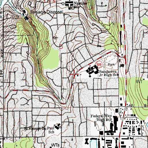 Topographic Map of Christs Church at Federal Way, WA