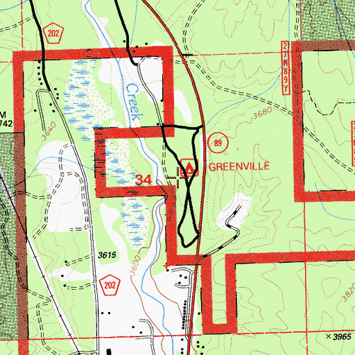 Topographic Map of Greenville Campground, CA
