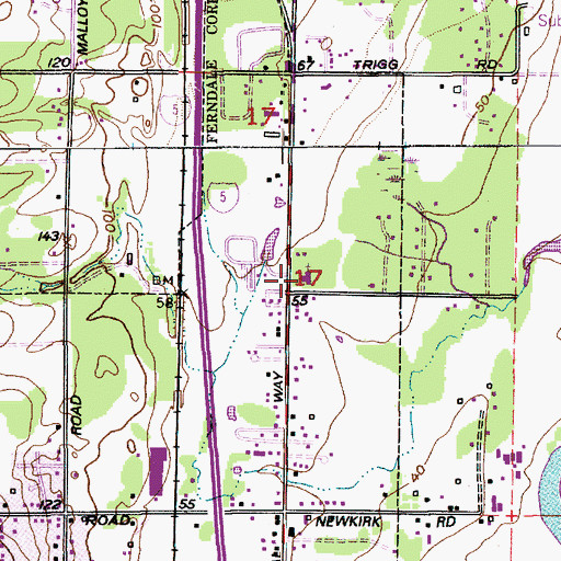Topographic Map of Portal Way Church of Christ, WA