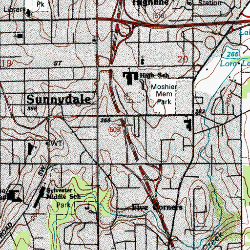 Topographic Map of First Church of Christ Scientist at Burien, WA