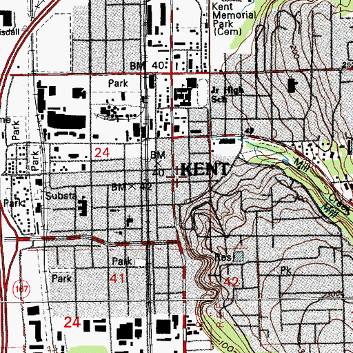 Topographic Map of First Church of Christ Scientist at Kent, WA