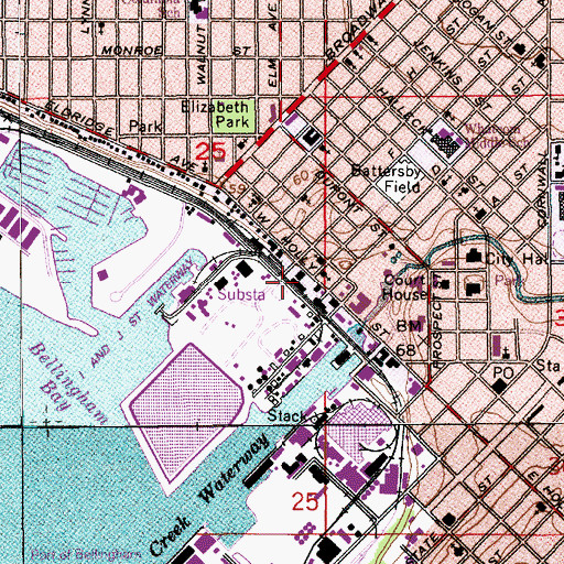 Topographic Map of Church on the Street Bellingham, WA