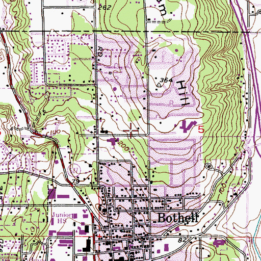 Topographic Map of Crosspointe Church, WA