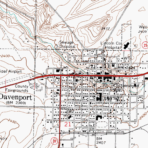 Topographic Map of First Presbyterian Church, WA