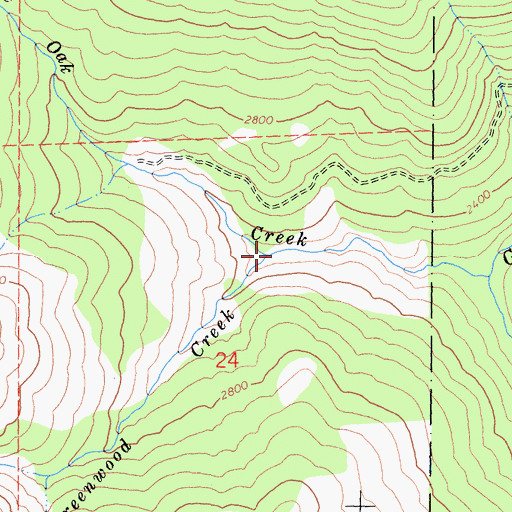 Topographic Map of Greenwood Creek, CA