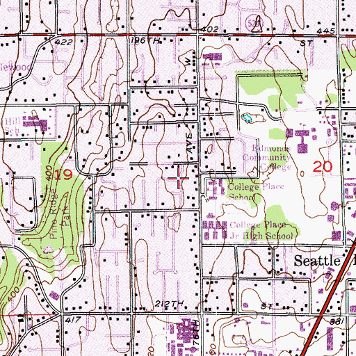 Topographic Map of Edgewood Baptist Church, WA