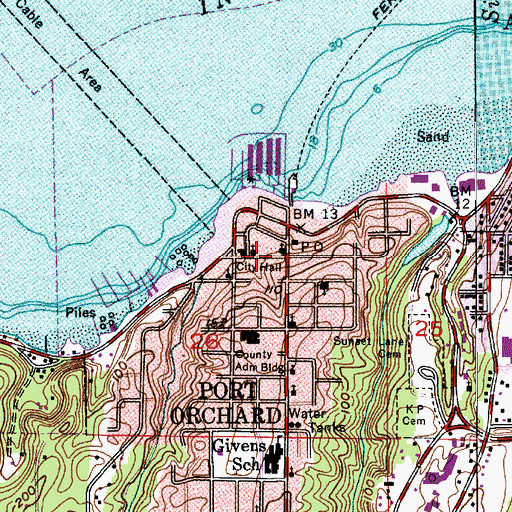 Topographic Map of Port Orchard United Methodist Church, WA