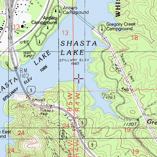 Topographic Map of Gregory Creek, CA