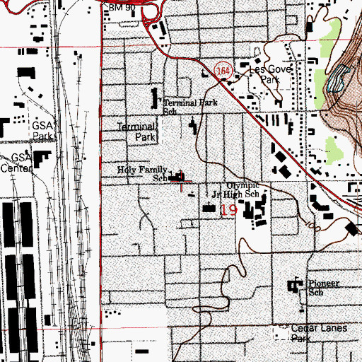 Topographic Map of Holy Family Church, WA