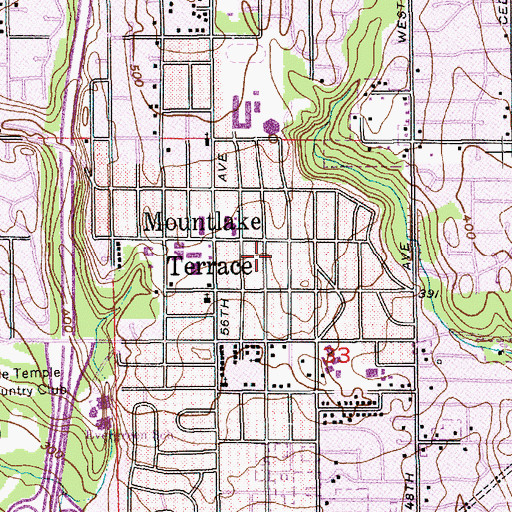 Topographic Map of Montlake Terrace Christian Church, WA