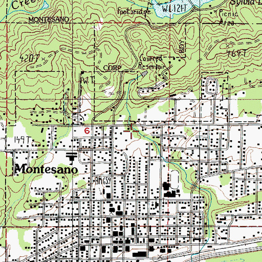 Topographic Map of Montesano Washington Presbyterian Church, WA