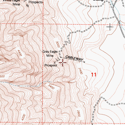 Topographic Map of Grey Eagle Talc Mine, CA