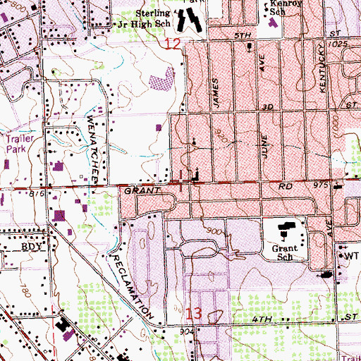 Topographic Map of New Song Community Church of East Wenatchee, WA
