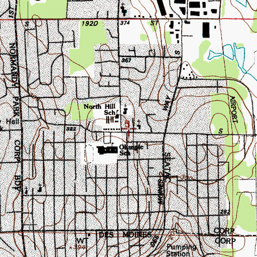 Topographic Map of Normandy Christian Church, WA
