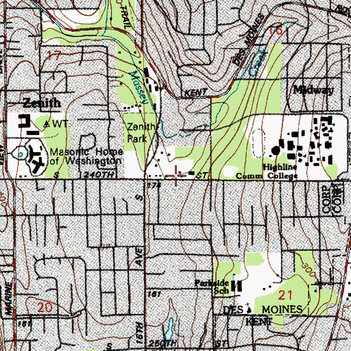 Topographic Map of Open Door Baptist Church, WA