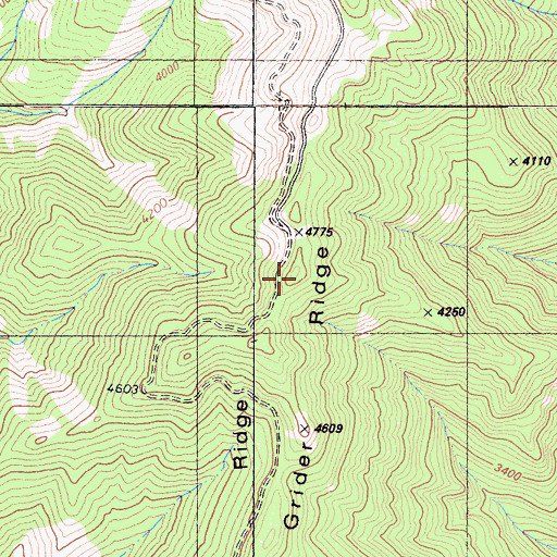 Topographic Map of Grider Ridge, CA