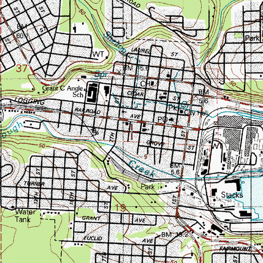Topographic Map of First Baptist Church, WA