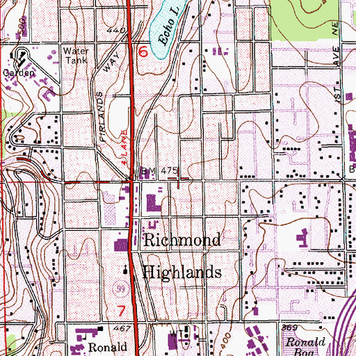 Topographic Map of Shoreline Covenant Church, WA