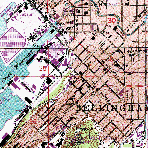 Topographic Map of Bellingham Dharma Hall - Shambhala Center, WA