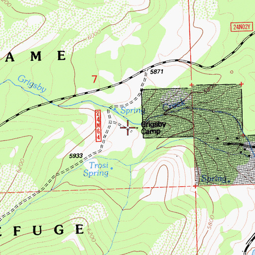 Topographic Map of Grigsby Camp, CA