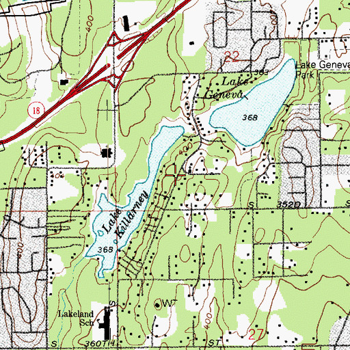Topographic Map of Lakeland Bible Church, WA