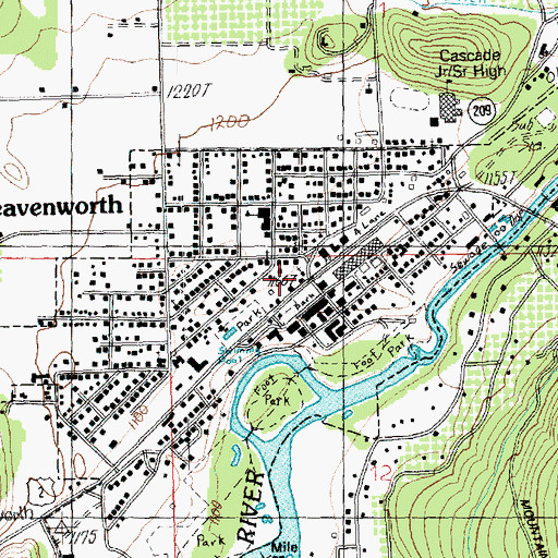 Topographic Map of First Baptist Church of Leavenworth, WA