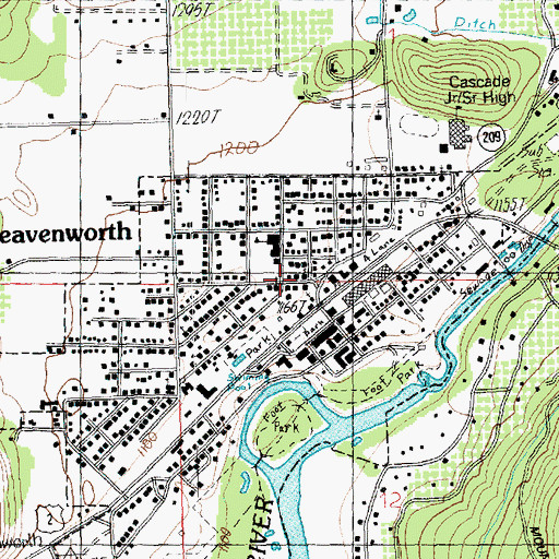 Topographic Map of Leavenworth Community United Methodist Church, WA
