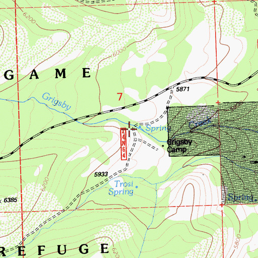 Topographic Map of Grigsby Spring, CA